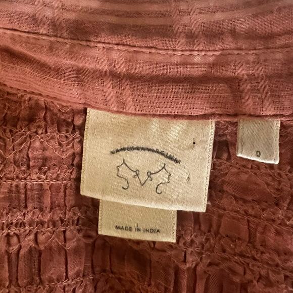 Anthro Vanessa Virginia Edisto Dusty Rose Top Sz 0 - Picture 4 of 7
